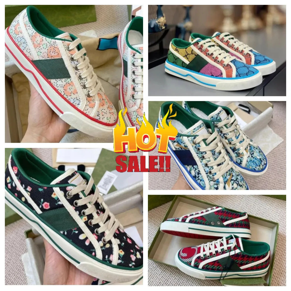 2024 Topp Tennis 1977 Canvas Casual Shoes Designer Women Shoe Italy Green and Red White Web Stripe Rubber Sole For Stretch Cotton Low Platform Top Men Sneaker