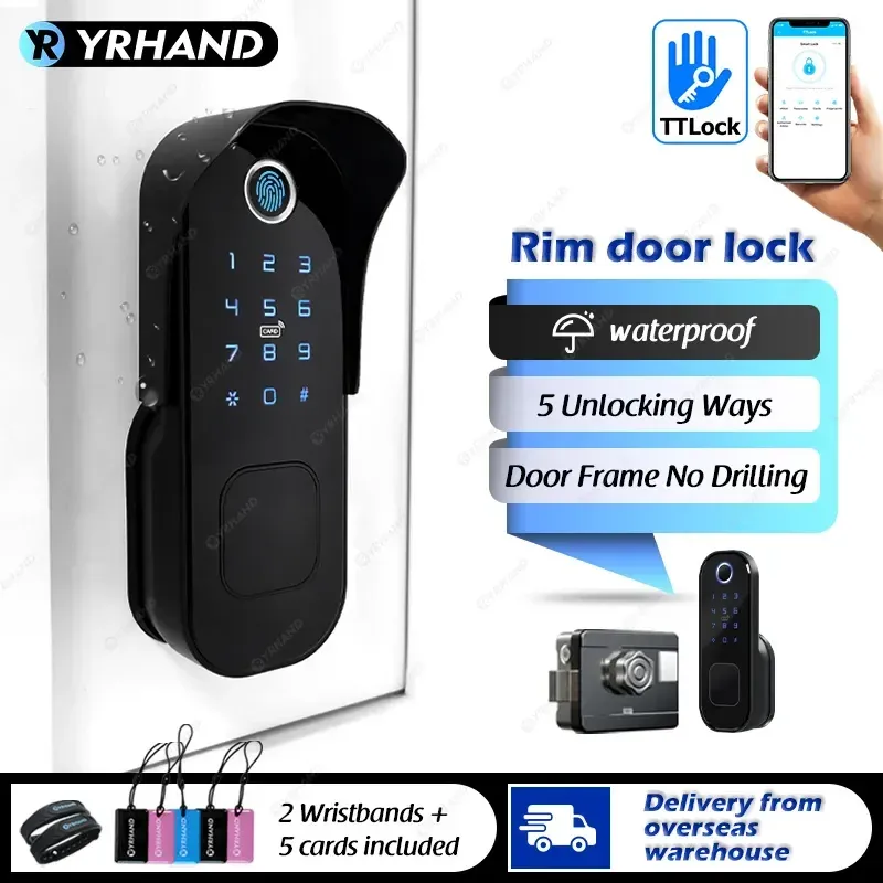 Slot tuya vingerafdruk deur slot waterdichte buitgoort bluetooth tt lock wifi passcode ic kaart keyless in elektronische vergrendeling