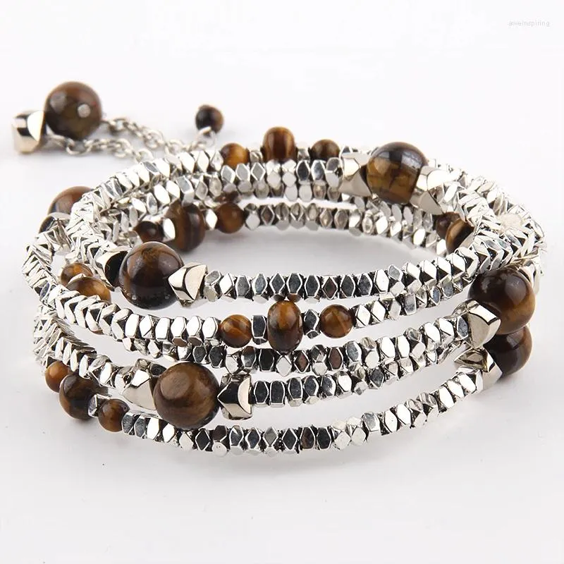 Charm Bracelets Fashion Bohemian Jewelry Bracelet Multi Layer SIL Magnetite And Stone Handma Gift