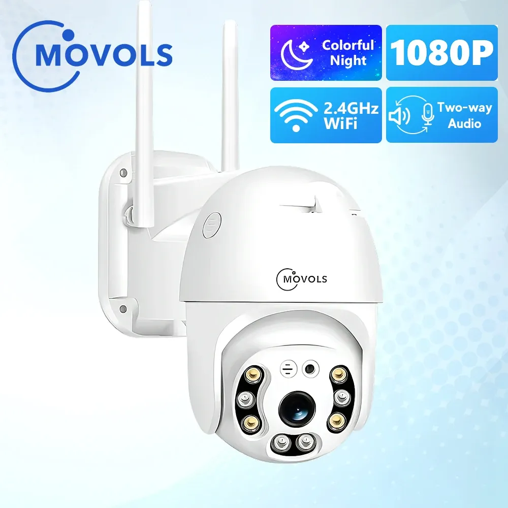 Cameras Movols 2MP PTZ WiFi IP Surveillance Caméras Wireless Security 1080p CCTV CCTV Home Home Outdoor Couleur Night Vision Waterpro