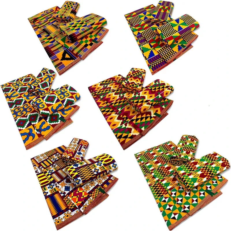 D real kente cire africain ankara imprimement batik tissu tissu tissu ghana patchwork couture robe de mariée artisanat bricolage pagne 240326