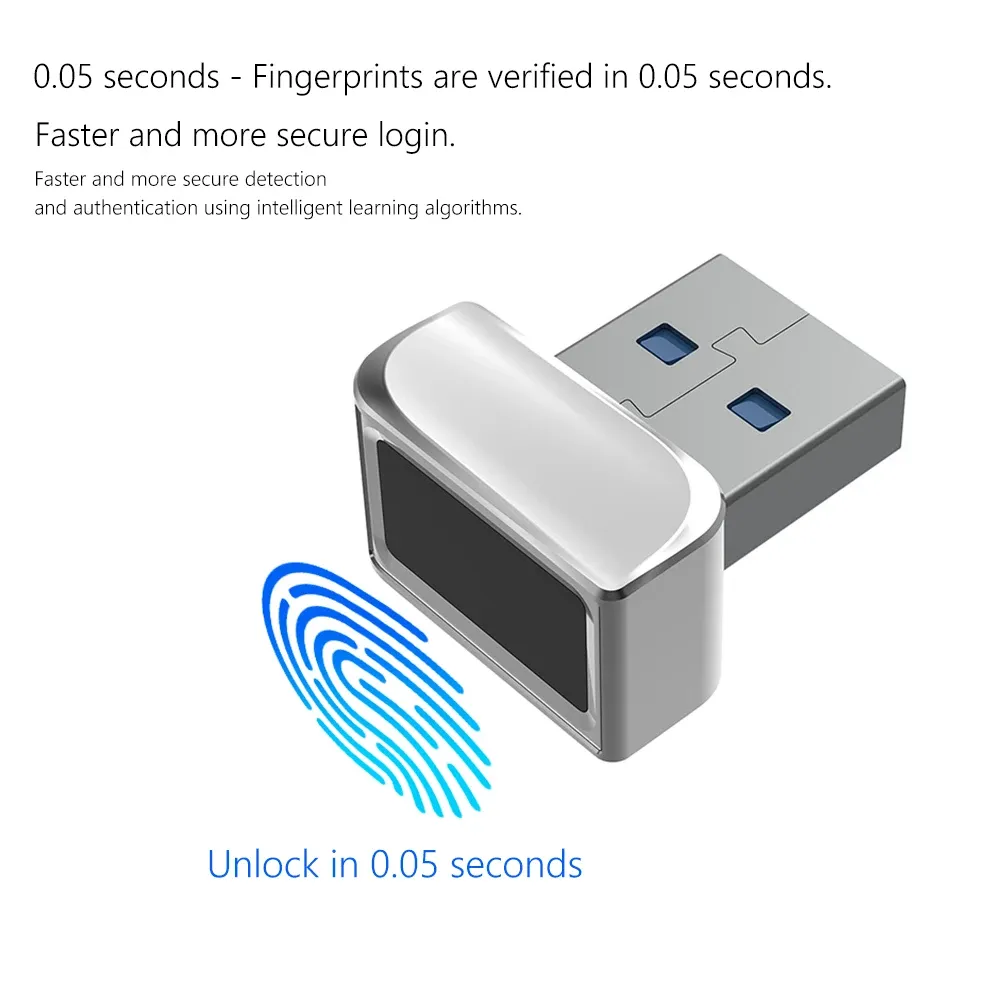 Gadgets USB Fingerprint Reader Module Zink Alloy Mini Lock Unlock Scanner Safe meertalige handige bewerking Portable voor laptops PC