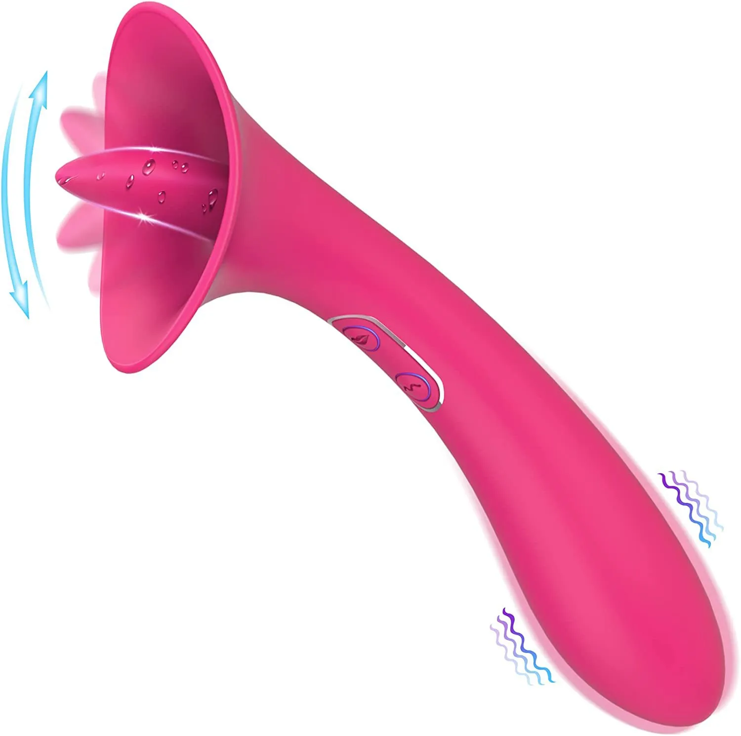 Clitoride Vibratore Leccatura della lingua G Spot Vibratore con stimolatore a doppio lato imitare bacio francese per il piacere del sesso orale Doppio dildo clitoride giocattoli adulti per donne rose