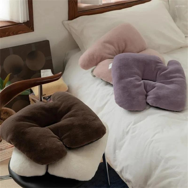 Oreiller hiver chaud en peluche en peluche de canapé-siège imitation lance de fourrure pour canapé chaise de bureau mat à la maison décoration