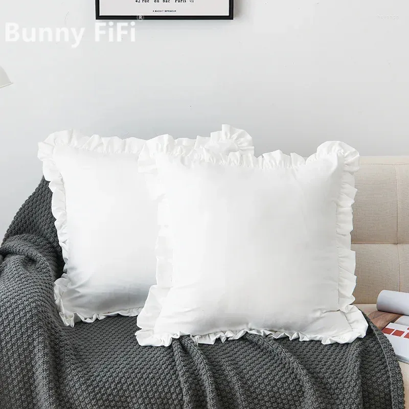 Pillow Solid Color Ruffle Pillowcase Soft Comfortable Sofa White Pink Gray Cover Home Decorative 45x45cm