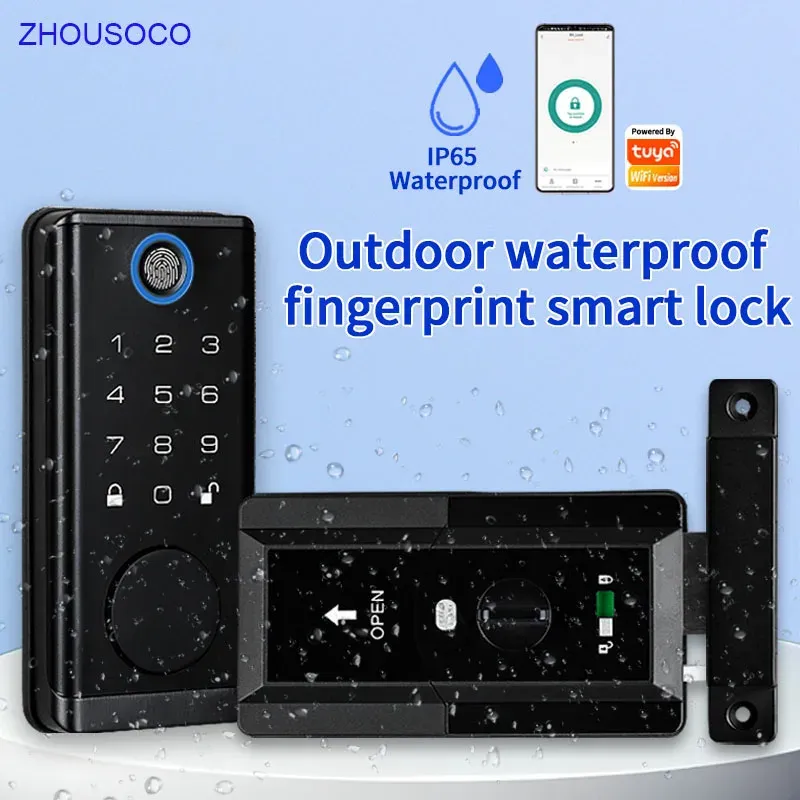 Zamknij blokadę odcisków palców Outdoor Waterproof Tuya Bluetooth App Digital biometryczna elektroniczna blokada elektroniczna Bezpośredni inteligentny zamek drzwi do domu