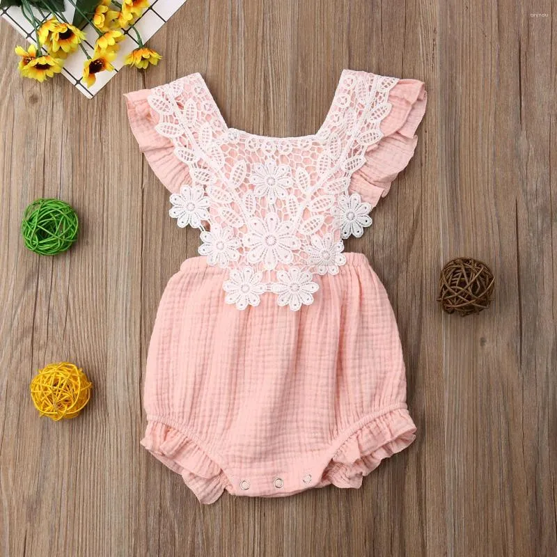 Vêtements Ensemble Boutique Girl Vêtements Toddler Né Baby Girls Girls Lace Sans manchettes Bodys Suit Backless Tenues 0-18M