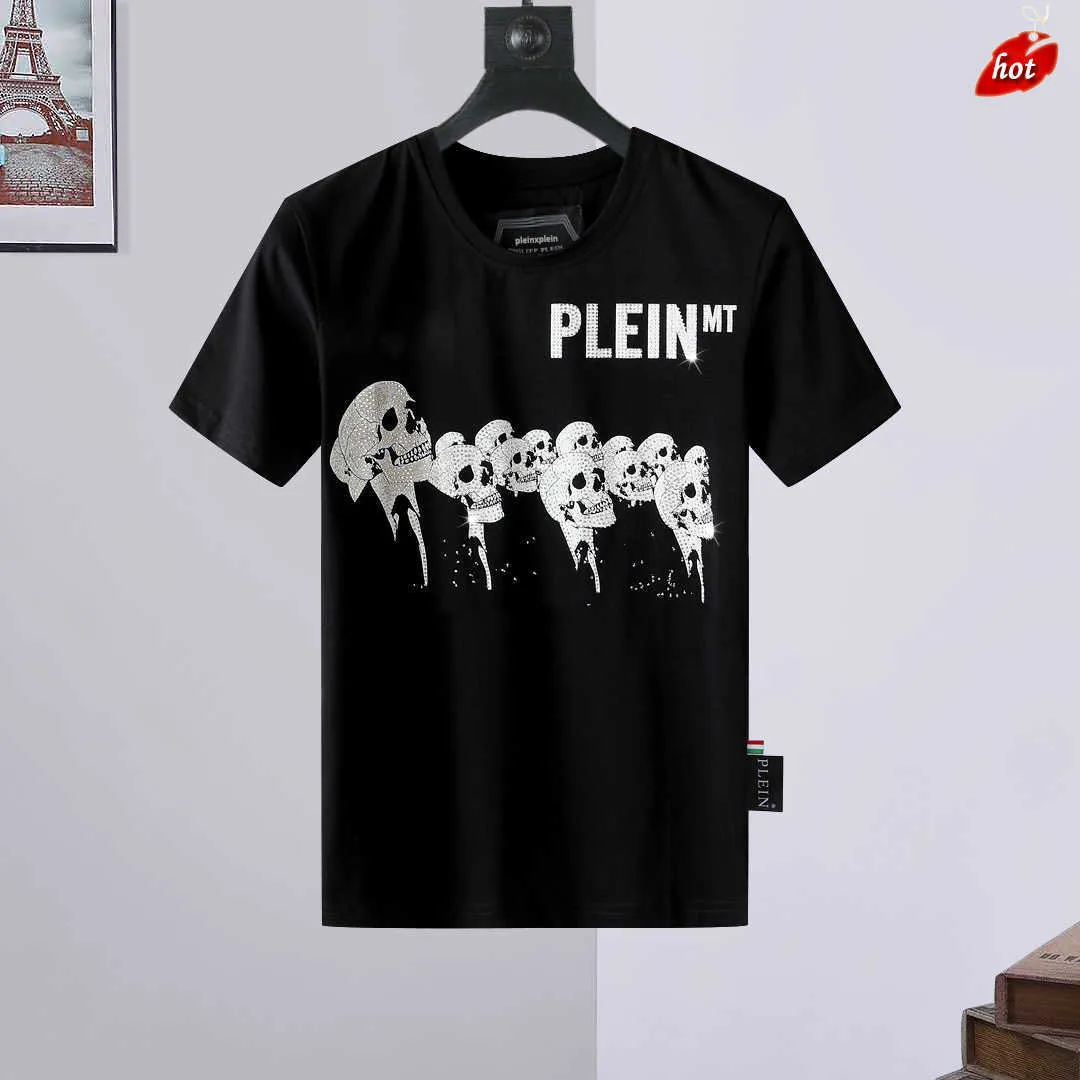 Pleinxplein Tasarım Erkek Tişört Tasarımcısı İnce Fit PP Yaz Rhinestone Yuvarlak Boyun Plein Gömlek Kafatasları Sokak Giydirme Siyah M-XXXL 776 ROYAL R5P7