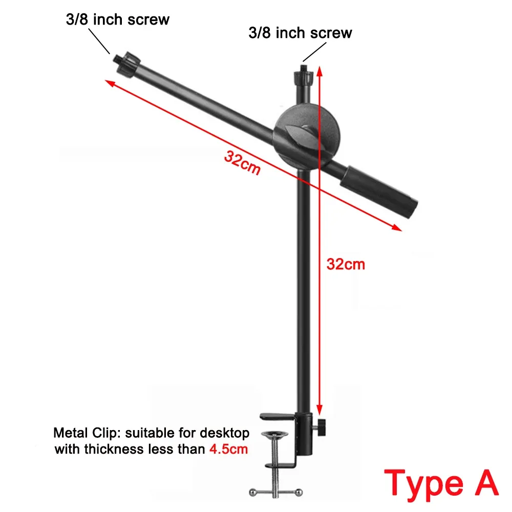 Monopods Microphone Stand Mic Stand Desk Microphone Bracket Phone Stativ BOOM ARM Justerbar 3/8 tum Skruv LIVE UTRUSTNING