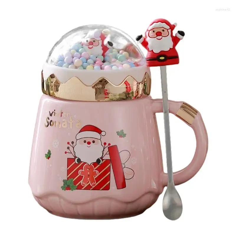 Tasses 500 ml en céramique de Noël du Père Noël Claus avec couvercle de grande capacité café pour cadeau