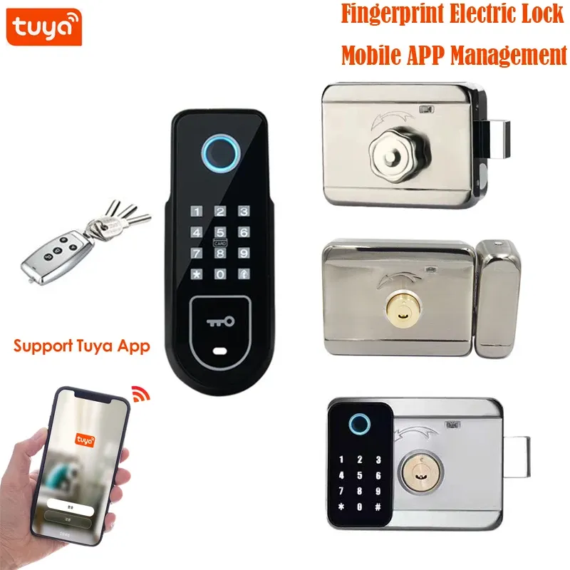 Lås tuya app smart lås 13.56mhz rfid kort fingeravtryck lås hem lås digitalt lösenord rfid nyckelfri ingång dörrlås fjärrkontroll