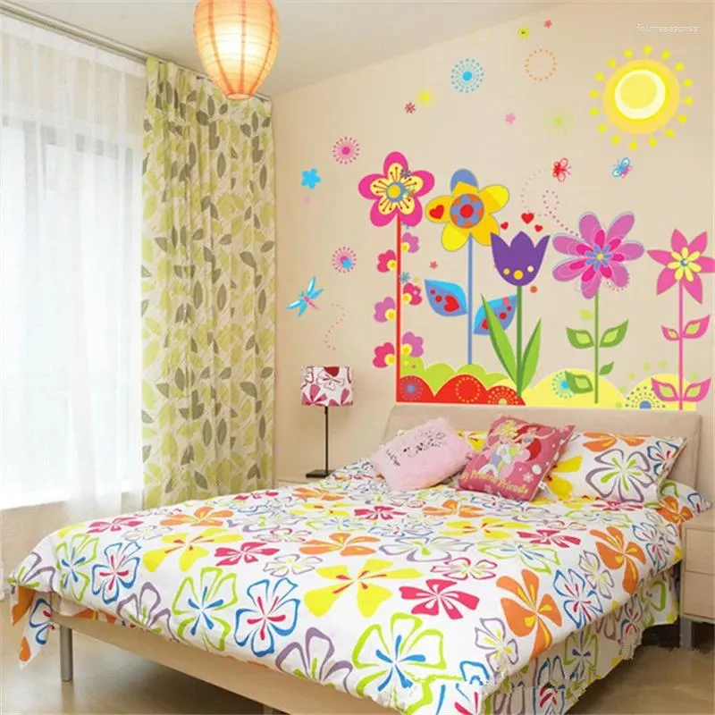 Väggklistermärken avtagbar baseboard källa blommor vattentät heminredning barn kjol vardagsrum sovrum väggmålning konst dekaler