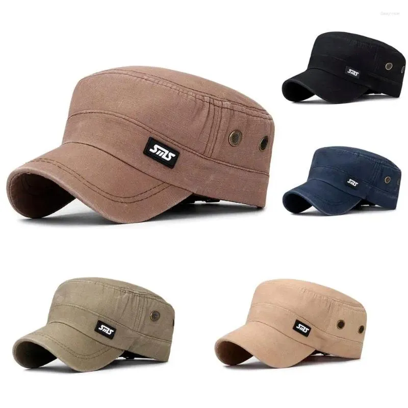 Berets Summer Fashion Outdoor Men and Women Hat Sun Sun Casual Colond Colon Coton Soldier Cowboy Visor Plat Cap Berretto Uomo