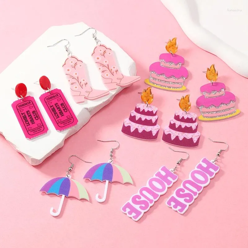 Boucles d'oreilles enjambées européen et américain dessin animé gâteau coloré coloré bottes de lettre d'anglais niche personnalisée fraîche