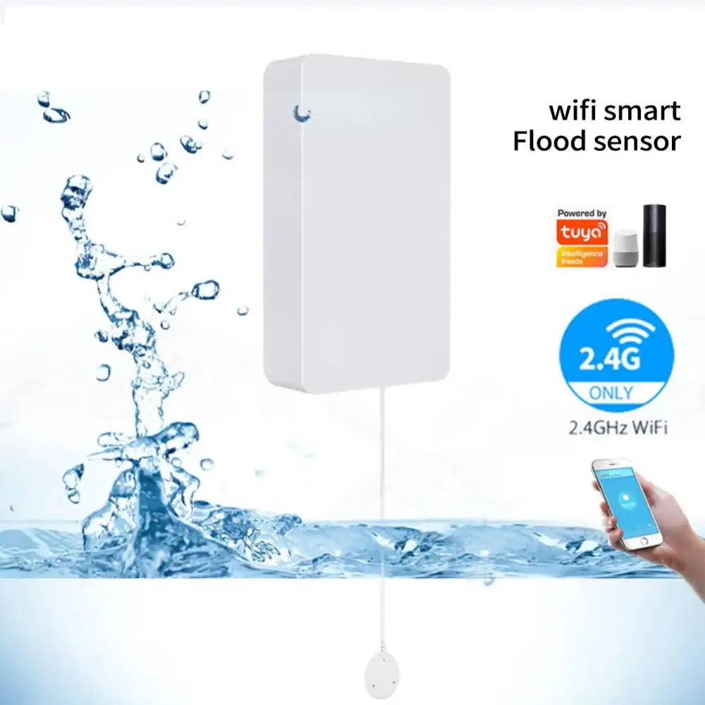 Detektor låg effekt översvämningssensor app tryck påminnelse vatten läckage sensor vattentätt vatten alarm smart liv tuya