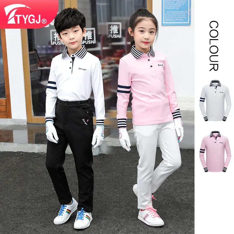 Shirts ttygj Golfkleidung Jungen und Mädchen Sportpolo Shirt Koreanische Version des Frühlings- und Sommersports Longsleeved