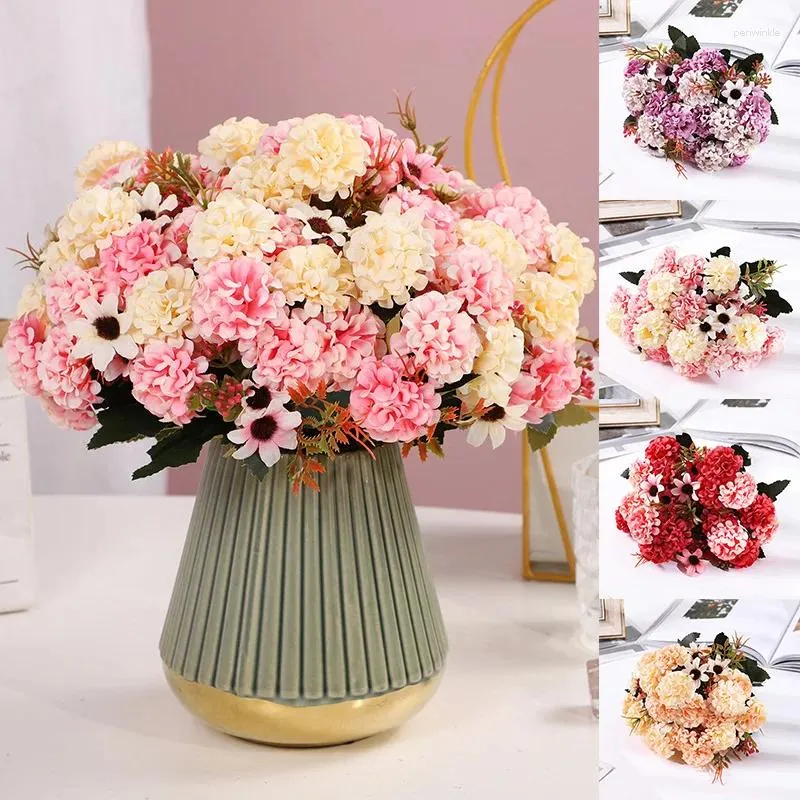 Fleurs décoratives 15 têtes fausse bouquet petit peloton artificiel décoration décoration à la maison décor belles fournitures de mariage