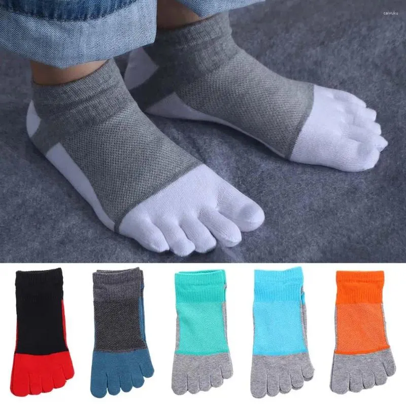 Chaussettes pour hommes colorées Coton pur confortable Formez sans spectacle la cheville cinq doigt