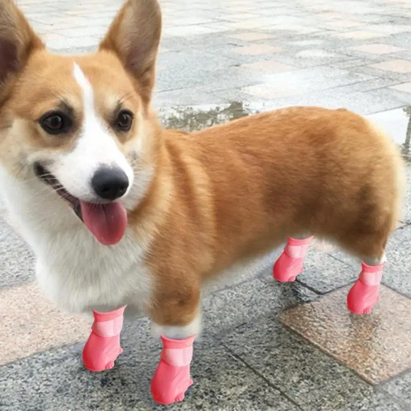 Dog Apparel Pet Rainshoes Waterproof Silicone Shoes Anti-skid Boots For Small Medium Dogs Cats Rainy Days Appear Supplies