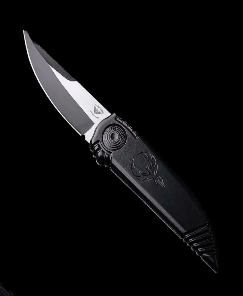 Asheville Steel Paragon Phoenix Knife Black 38quot TwoTone Satin DE Blade Aeronautical aluminium Handle2063663