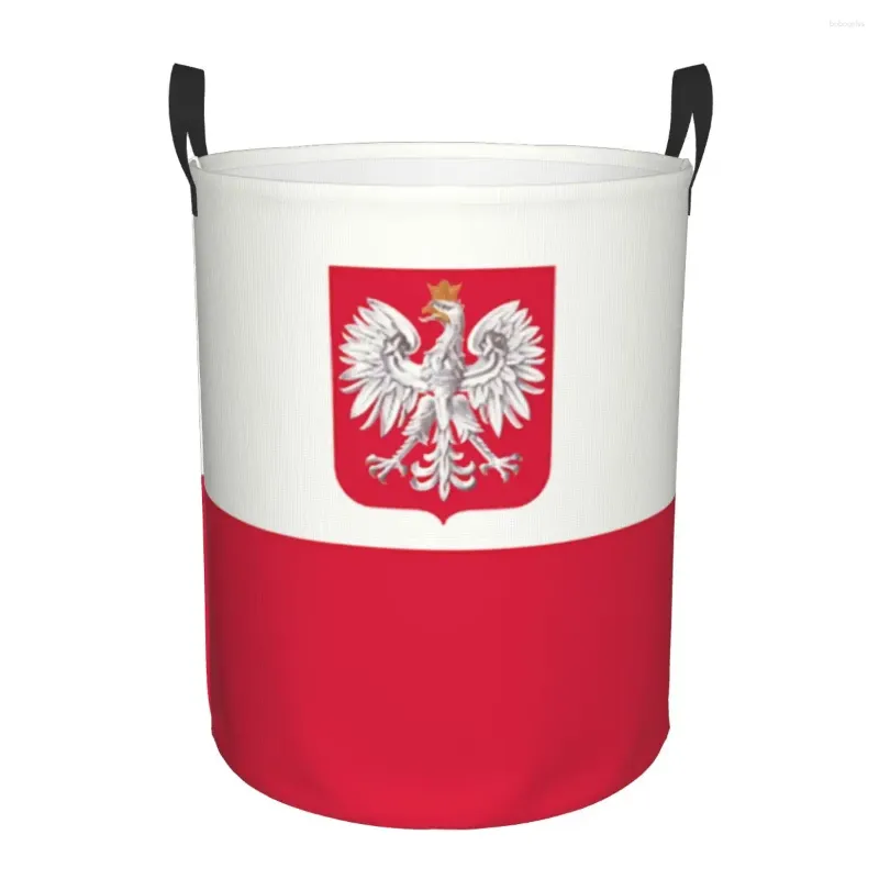 Tvättpåsar Polska flagga Hamper stor förvaringskorg Kids Nursery Toy Organizer