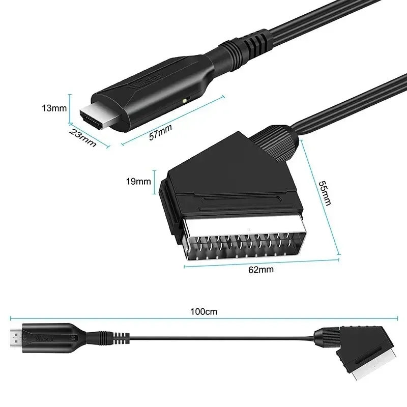 2024 Scart to HDMI-совместимого преобразователя для HDTV DVD и PS3 PAL/NTSC Audio Adapter для подставки для подготовки вашего опыта просмотра