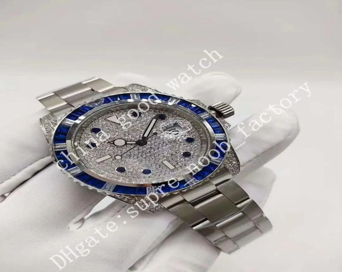 Uomini orologi in fabbrica blu verde diamante cornice classico 40 mm 2813 movimenti automatico Diamond cinghia regalo di Natale orologi da polso 7809049