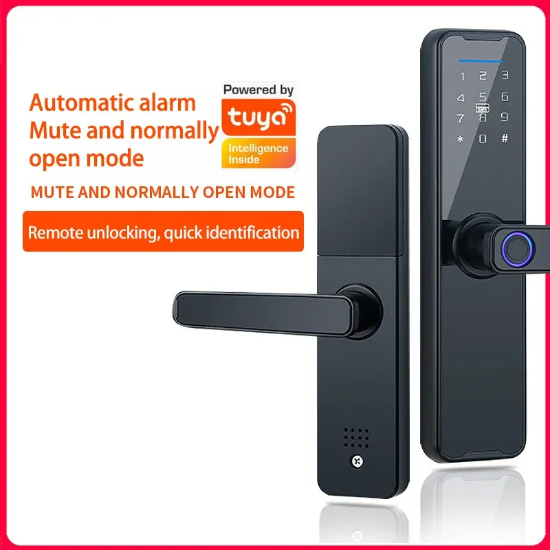 Zamknij DLS Tuya WIFI Elektroniczny inteligentny zamek drzwi z biometrycznym odciskiem palca / kartą inteligentną / hasłem / kluczem odblokowanie / USB Awaryjny ładunek