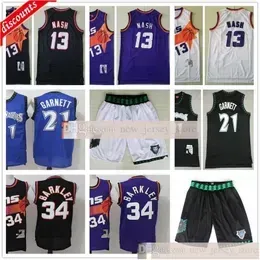 Retro Kevin Black 21 Garnett Jerseys Cheap 13 Steve 34 Charles Nash Barkley Jerseys Best Quality White Purple Black for Man