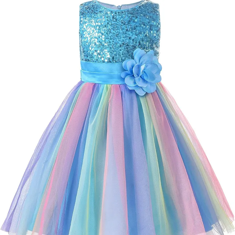 JerrisApparel Flower Girls Sequin Party Dress Mid-Calf Tulle Canvas  Birthday Gown from Dhgate Girls Dresses - price 29.15