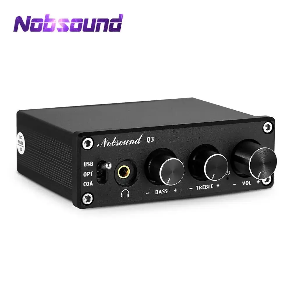 Amplifier Nobsound Q3 HiFi USB DAC Mini Digital to Analog Converter Coax/Opt Headphone Amplifier with Treble Bass Control 192K