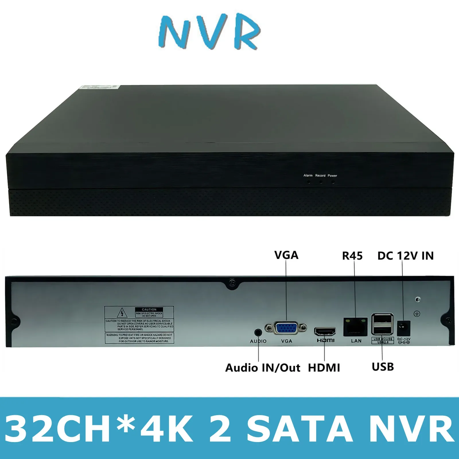 Recorder 32*4K H.265 NVR DVR Network Digital Vidoe Recorder Intelligent Analys Max 2*12T ONVIF2.4 VMS XMEYE P2P RTSP Face Detection