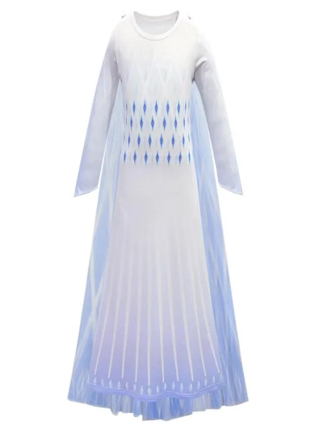 Kids Cosplay Princess Gown Girls Long Sleeve Gradient Color Mesh Dress Kids Prom Clothes Girls Snow Queen Party Perform Costume 063024628