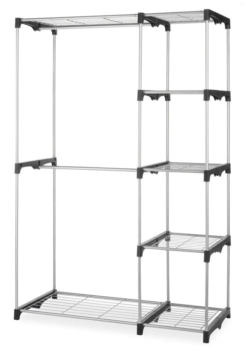 Bakeware Tools Whitmor Double Rod Closet System Metal With Resin Connectors Silver And Black