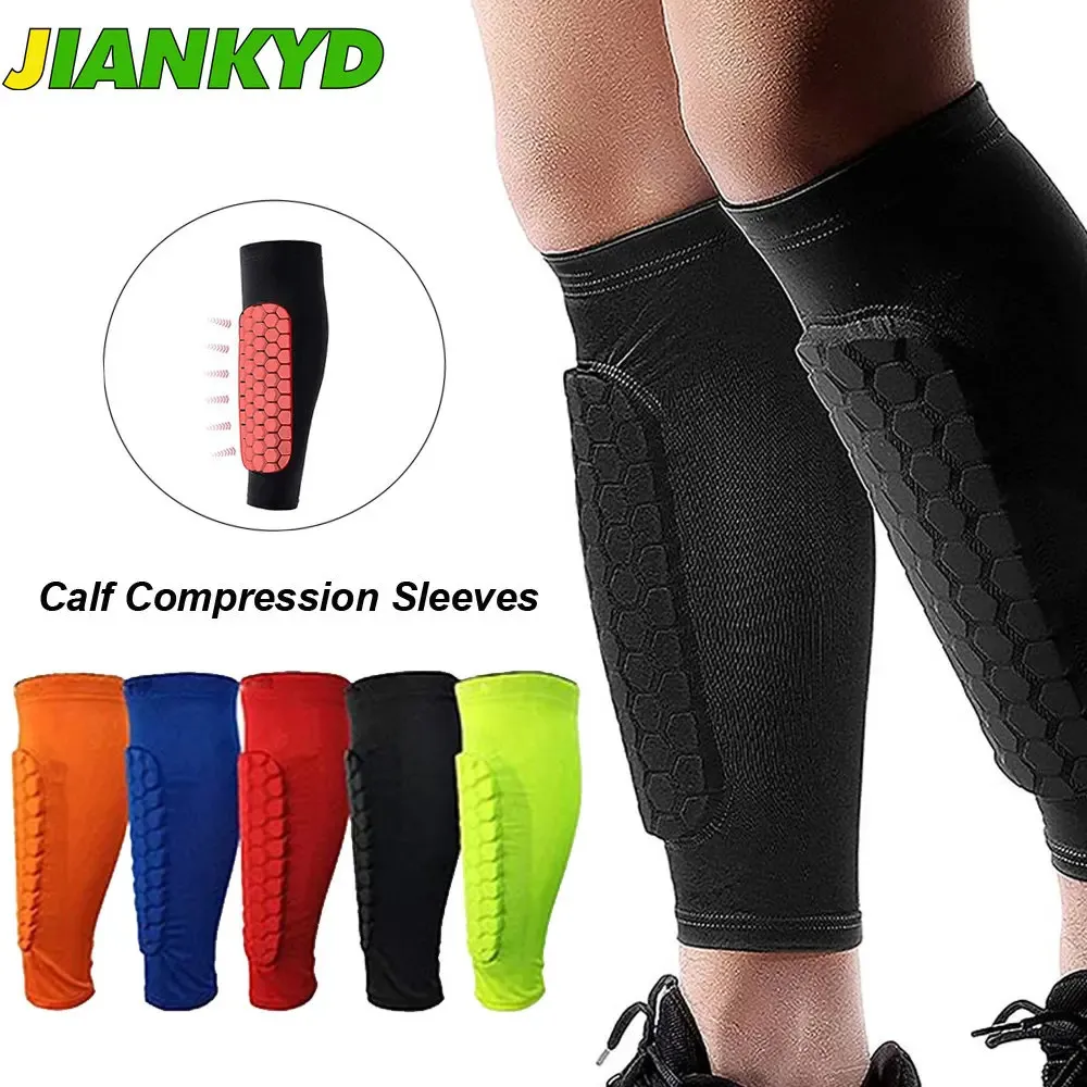 1pcs football shin gardes manches de jambe en nid d'abeille nylon de support de support protecteur de football de foot