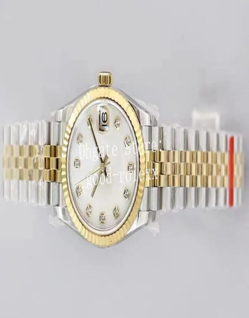 31mm Mother of Pearl Ladies Watchs Yellow Gold Women039s Cal2688 Movimento Eta Orologio Jubilee Bracciale Diamond EWF LA8457966