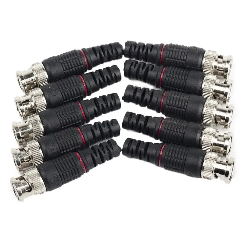2024 BNC Male Plug Pin Solderless Straight Angle Video Adapter BNC Connector for CCTV Surveillance Camera Security System High