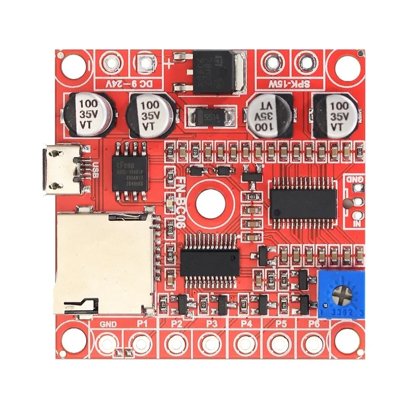 Tillbehör 6 Trigger Mp3 Sound Board Mp3 Playback Board för Siren Horn Recordble MP3 Ljudmodul med 15W -förstärkare för larmsystem