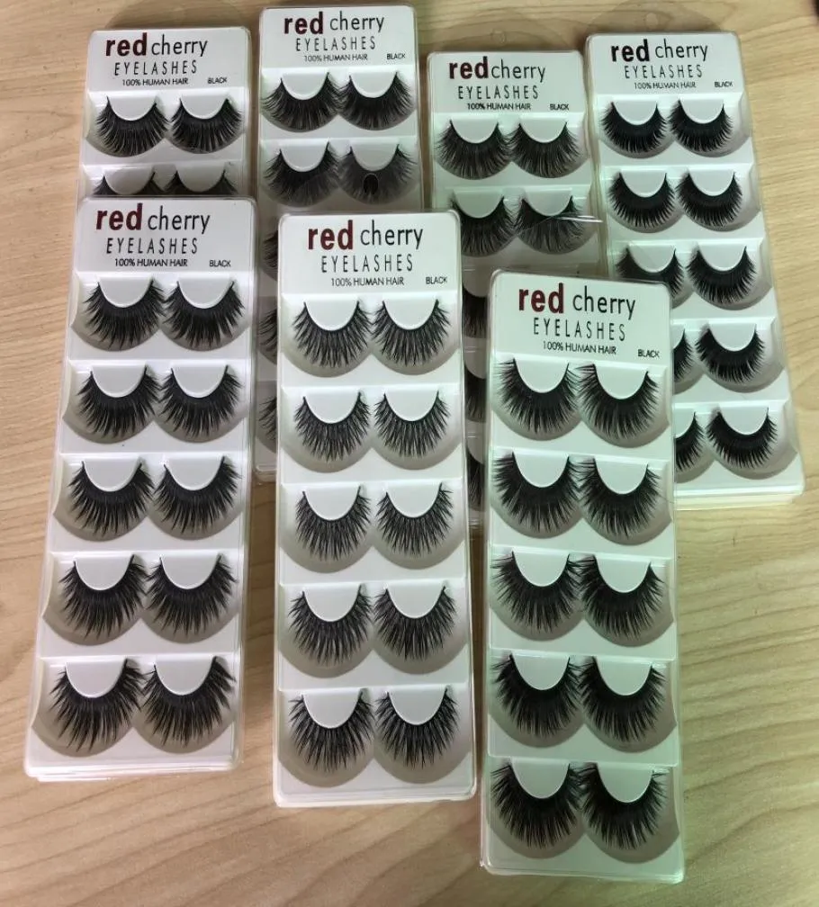 Red Cherry 5 Paare falsche Wimpern 26 Stile Schwarzes Kreuz unordentlicher langes dickes gefälschte Augenwimpern Schönheit Make -up Hochqualität9609519