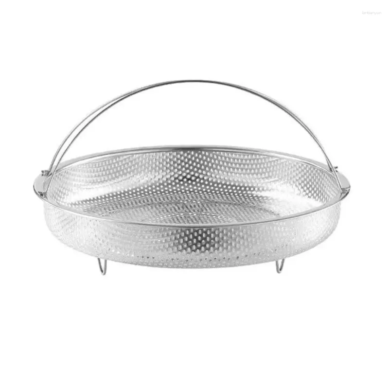 Assiettes 1PC Panier à vapeur en acier inoxydable Cuiseur à pression avec poignée Ustensiles de cuite