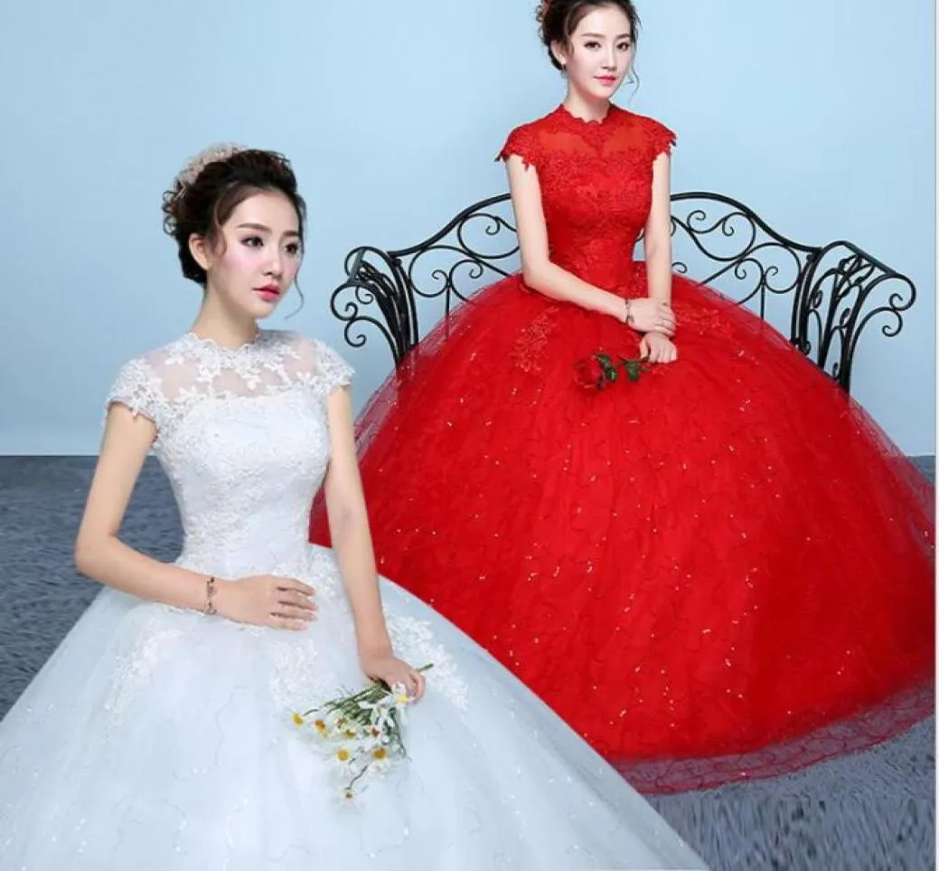 White New Style Lace Wedding Dress Korean Style Simple Appliques Chinese Halter Gown Princess Bridal Dresses Made In China6544838