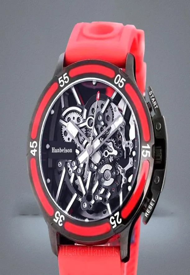 Fibre de carbone rouge F1 METTRE LUMINE LUMINENT SKELETON DIAL Japon Mouvement automatique Sapphire Verre en caoutchouc personnalisé Wristwatch6146307