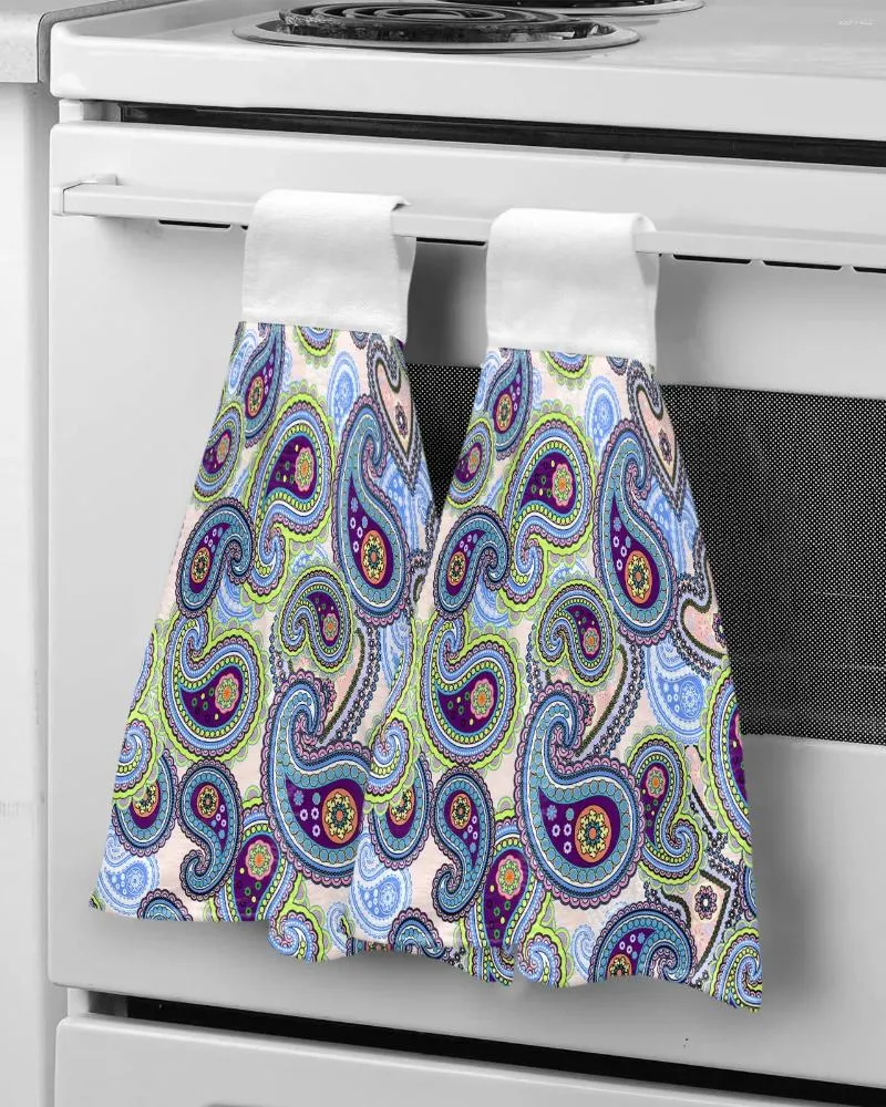 Towel Paisley Floral Texture Hanging Kitchen Hands Towels Quick Dry Microfiber Cleaning Cloth Soft