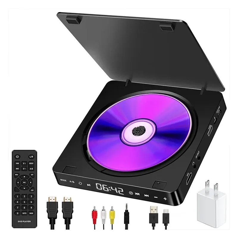 Player Portable DVD/VCD Player Hifi Stereo Speakers 1080P Multifunction Mini Cd Player Walkman Audio Video PlayerEU Plug