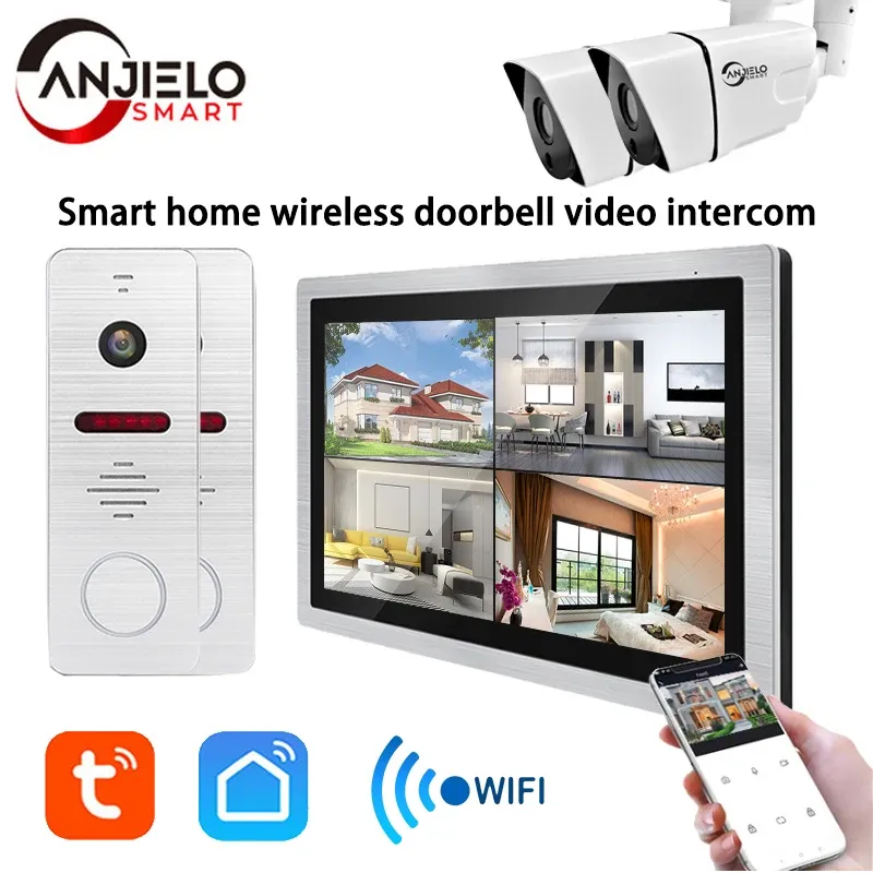 Campanelli 2023 Tuya DVR 1080p Smart Home Doorfell Video da 10 pollici Intercom per sistema di controllo Video WiFi Video