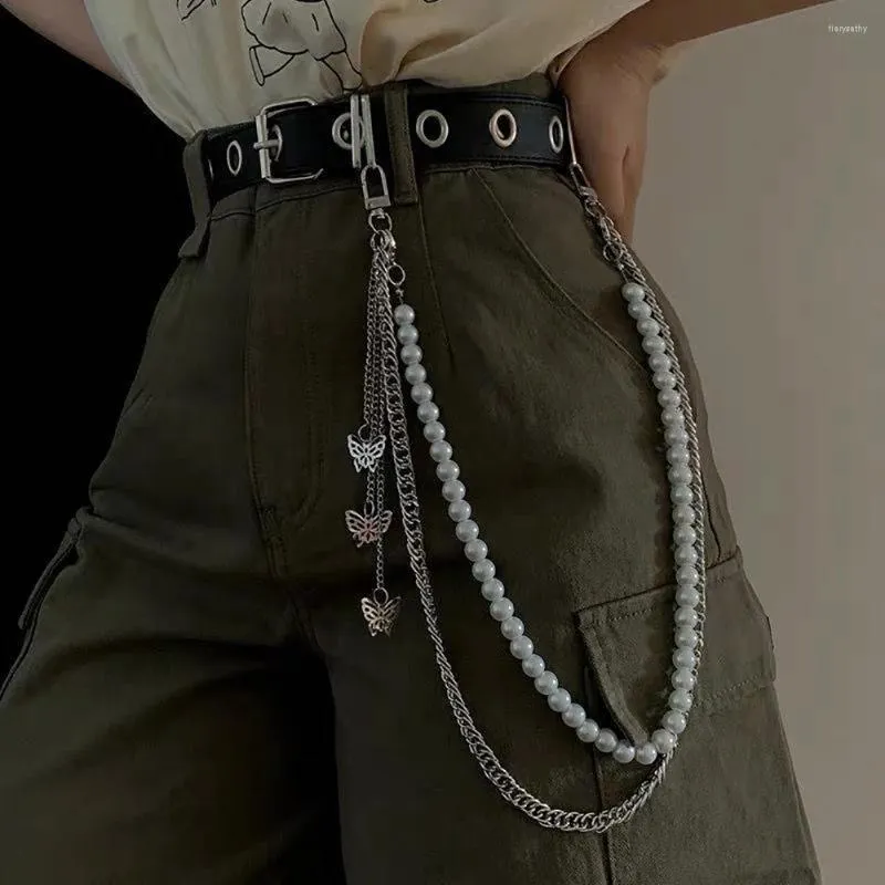 Belts Personality Simple Hip Hop Student Men Women Jewelry Gift Jeans Chain Butterfly Belt Pearl Waist