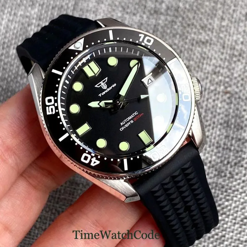 Montre-bracelets Tandorio Diving Automatic Mécanical Watch for Men NH35 Date de mouvement Sapphire Crystal 20bar Imperpose 42.5 mm Reloj Hombre