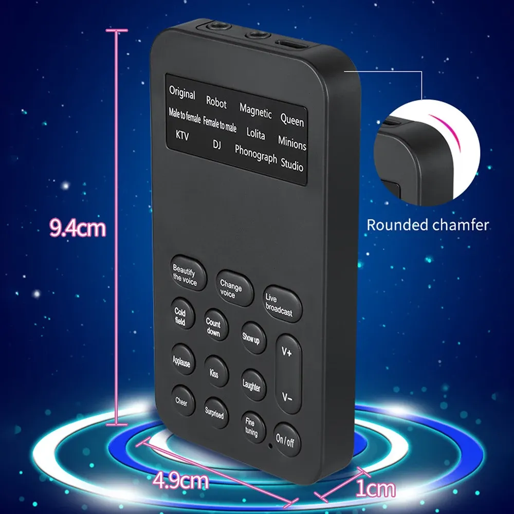 Microphones Mini Voice Converter العلامة التجارية الجديدة المحمولة المحمولة Universal Sound Changer One Click Meiyin تسجيل لعبة الصوت
