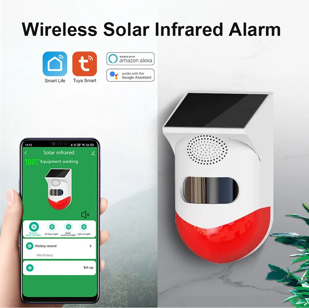 Система сигнализации Siren Tuya Smart Infrared Detector Solar Siran Siren Outdoor PIR водонепроницаем