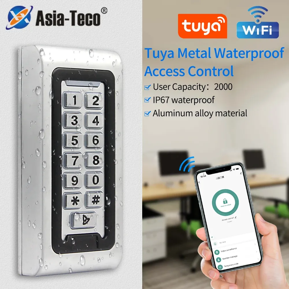 Keypads Smart Home Aluminum IP68 Waterproof Standalone RFID Access Control Keypad with Wifi Tuya APP metal Key Access controler 2000User